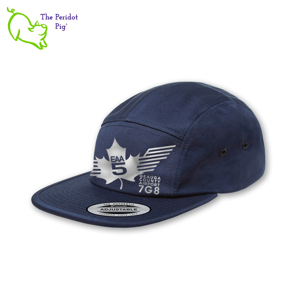 This EAA Chapter 5 Logo Tactical Hat is crafted with 100% soft cotton, making it comfortable to wear while flying. It features no top button, which makes it ideal for small-plane pilots, and the hat comes in three different colors. Enjoy the comfort and style of this tactical hat during your next flight! Front view shown with Navy & silver.