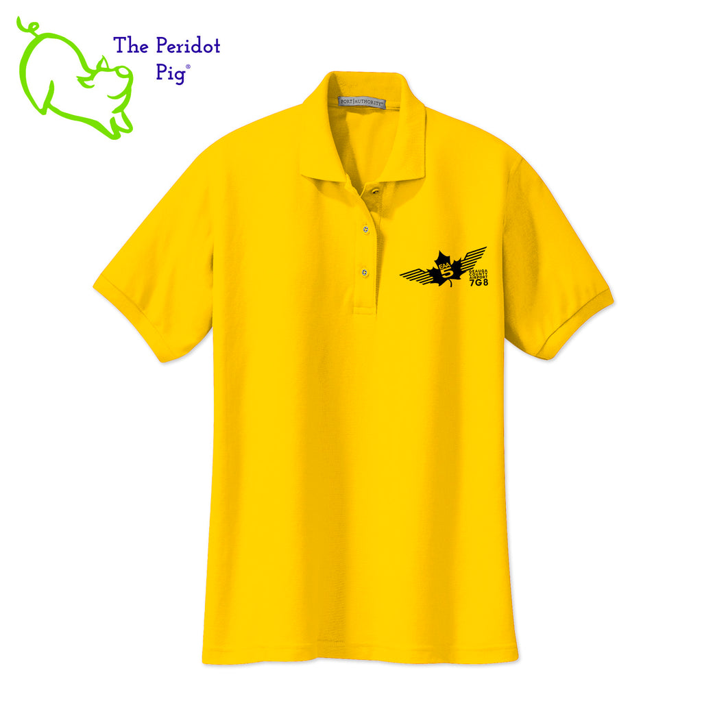 Renowned for its resilience, our incomparably comfortable classic polo is second to none. Expertly designed to resist wrinkles and shrinkage, this must-have polo delivers a luxuriously soft feel. Featuring the iconic EAA Chapter 5 logo on the left chest, you won't ever regret choosing this timeless piece. Front view shown in Yellow-Black.