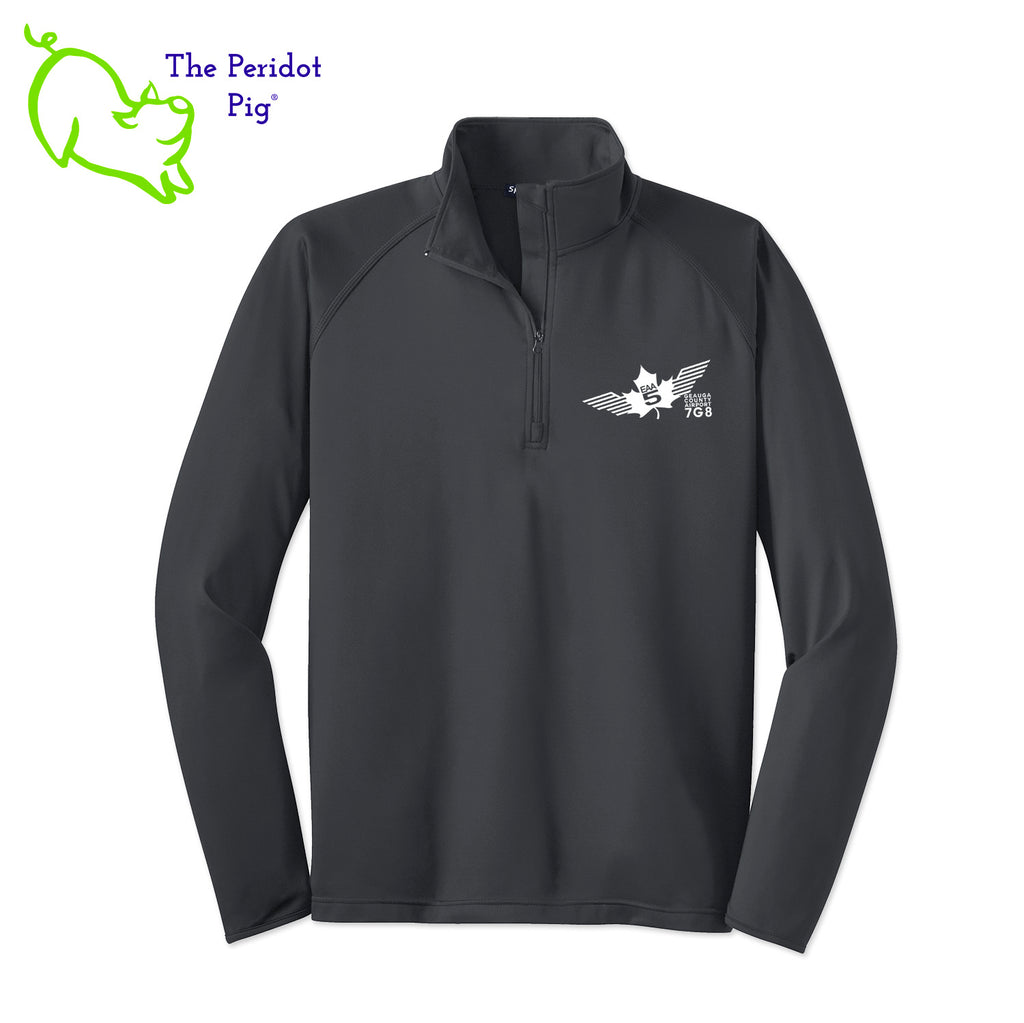 This Fall, make the EAA Chapter 5 Long Sleeve Quarter Zip your go-to layer! Boasting a soft-brushed backing and moisture control, it's comfortable year-round. And with the stylish Chapter 5 logo on the left chest, it looks perfect for the office or the weekend. Everything you need in one perfect shirt! Front view shown in Charcoal - White.