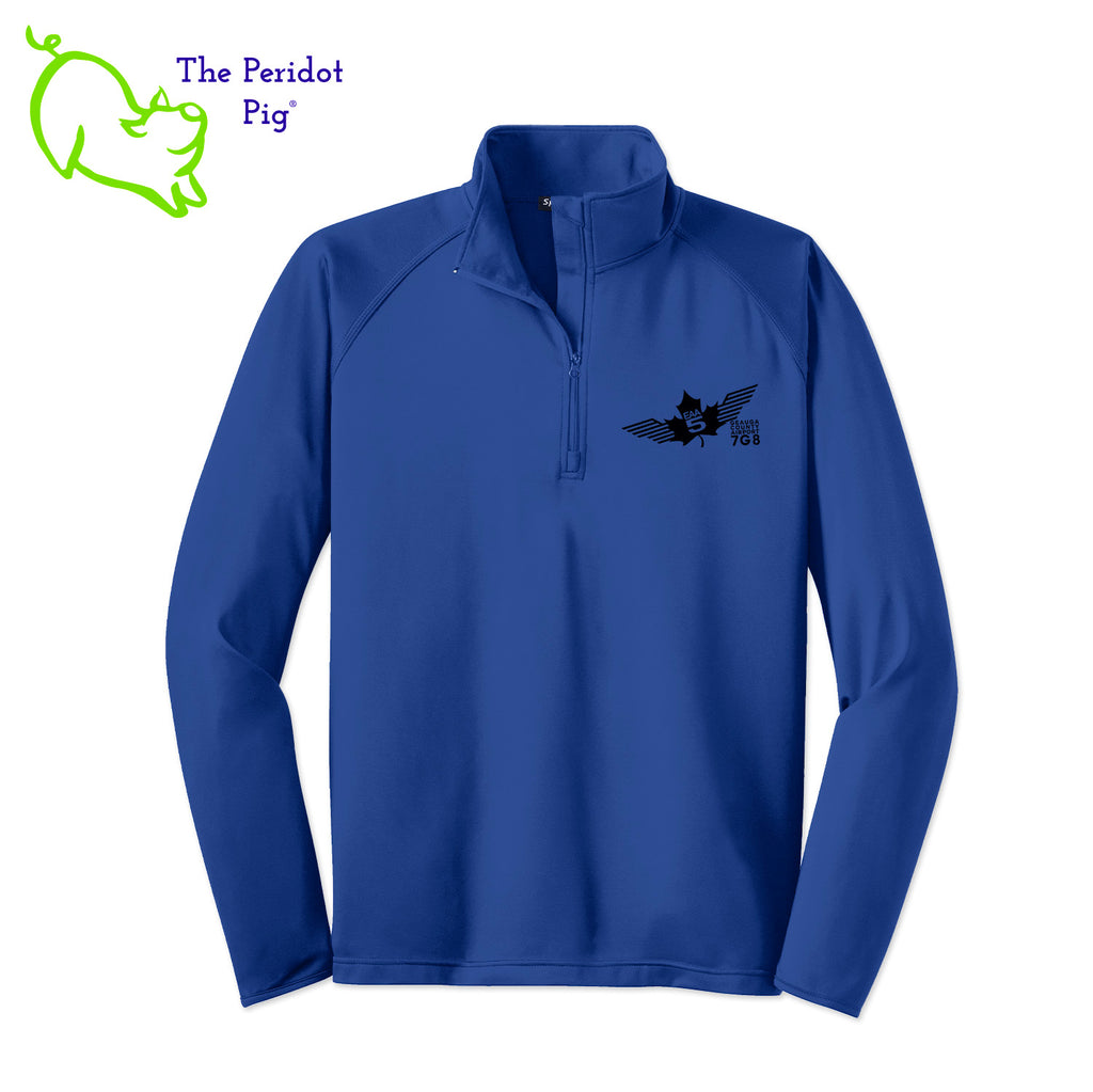 This Fall, make the EAA Chapter 5 Long Sleeve Quarter Zip your go-to layer! Boasting a soft-brushed backing and moisture control, it's comfortable year-round. And with the stylish Chapter 5 logo on the left chest, it looks perfect for the office or the weekend. Everything you need in one perfect shirt! Front view shown in Royal - Black.