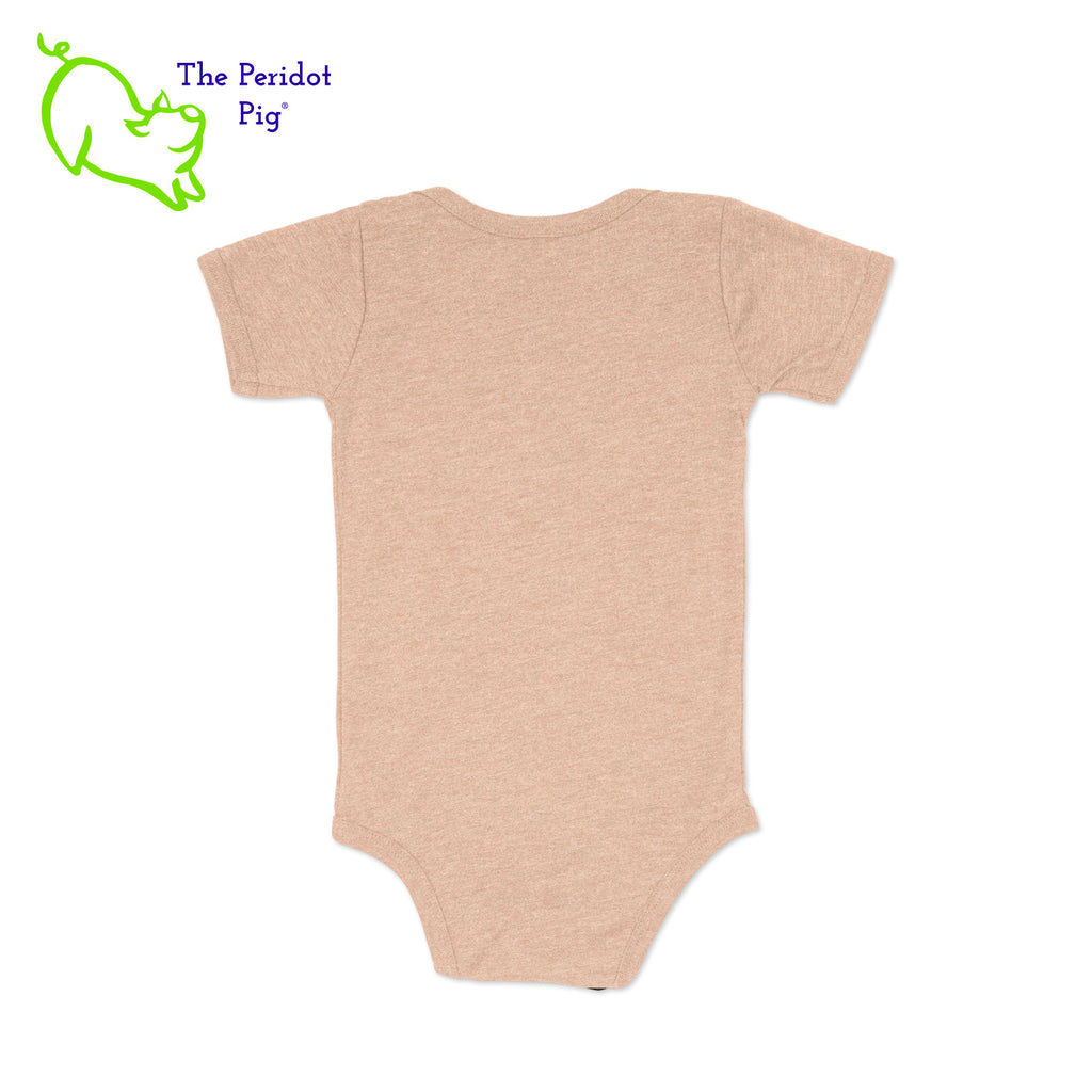 The perfect gift for new parents this Christmas! Adorable and soft, these cute onesies will be a big hit. The front says either, "Grandpa's CoPilot" or "Grandma's CoPilot" in a slightly faded vintage finish with the EAA Chapter 5 logo included. Grandma Peach back view shown.