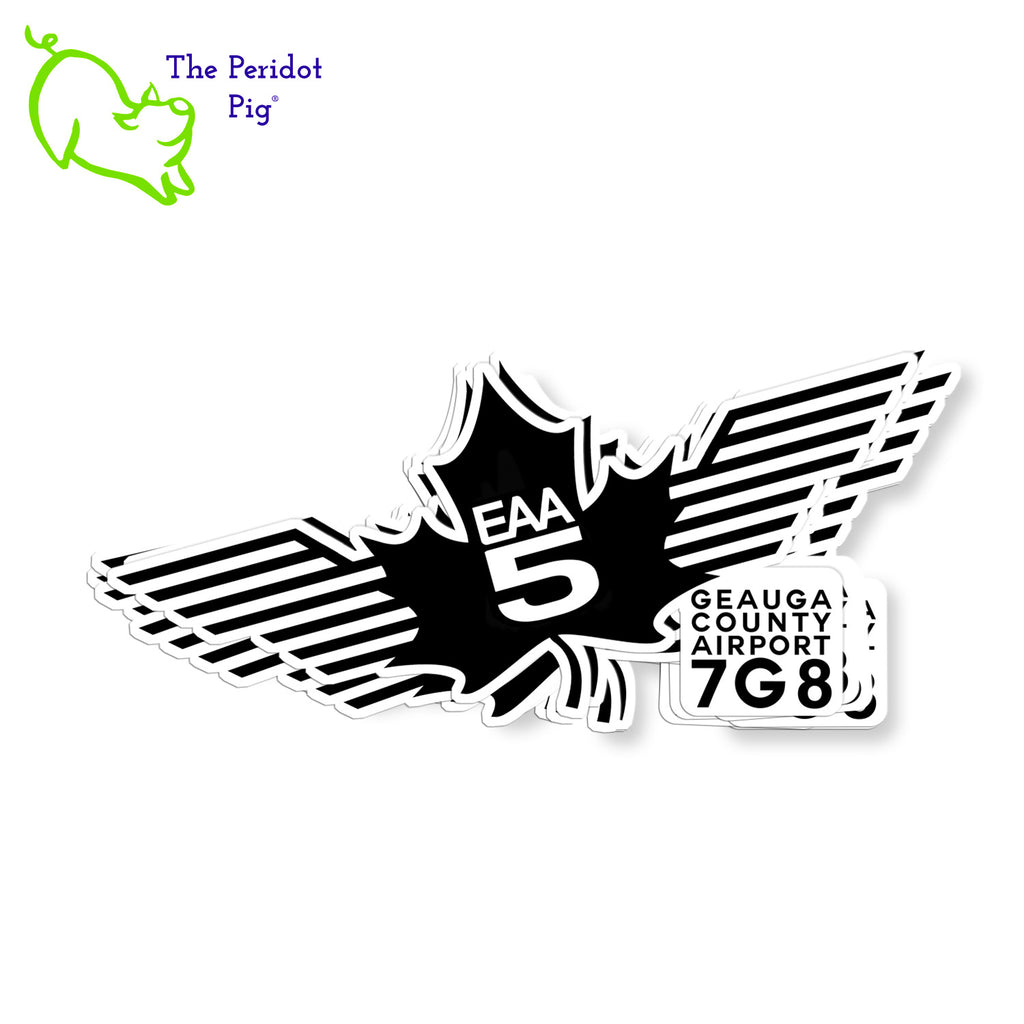 Make a statement about your EAA Chapter 5 passion with these outdoor-rated, 5-year stickers! Not your average crew of decals – at approximately 3.5"x 1.5" they’re perfect for adding a little flare to your car, phone case, or coffee mug. If you’re going to stick it on a mug, though, just make sure to hand-wash it! #LevelUpYourSwag stack of stickers shown.
