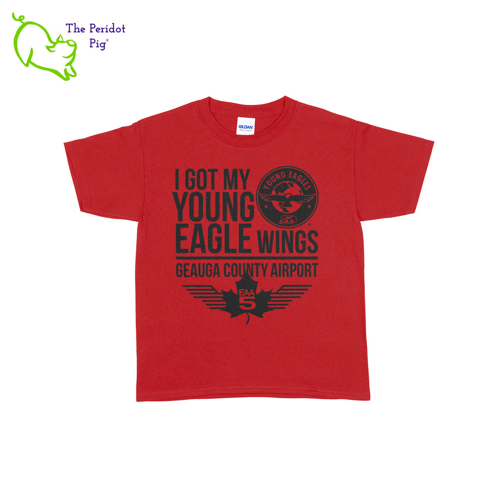 Make your Young Eagles flight a memorable one with this stylish EAA Chapter 5 Young Eagles Youth T-Shirt! Choose from five awesome shirt colors and four logo colors, with the iconic EAA Chapter 5 and Young Eagles logos printed on the front. Front view shown in Red with black.