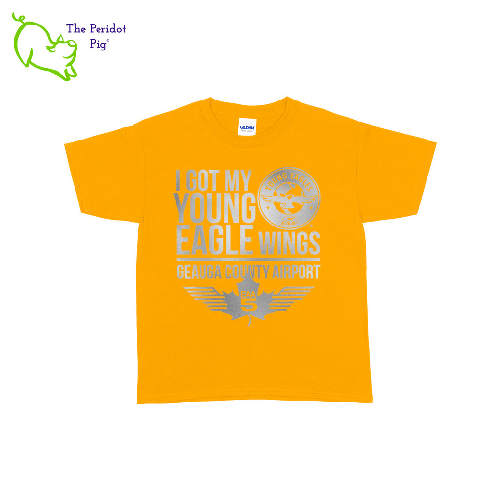 Make your Young Eagles flight a memorable one with this stylish EAA Chapter 5 Young Eagles Youth T-Shirt! Choose from five awesome shirt colors and four logo colors, with the iconic EAA Chapter 5 and Young Eagles logos printed on the front. Front view shown in Yellow with silver.