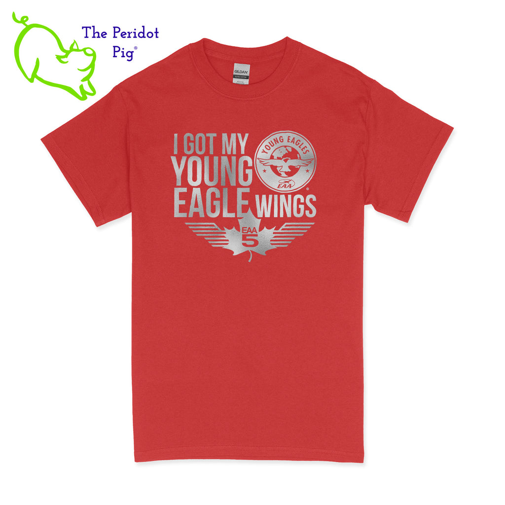 Make your Young Eagles flight a memorable one with this stylish Young Eagles T-Shirt! Choose from five awesome shirt colors and four logo colors, with the iconic Young Eagles logo printed on the front. What a cool way to commemorate your flight! Fly away in fashion! Front view shown in Red with silver.