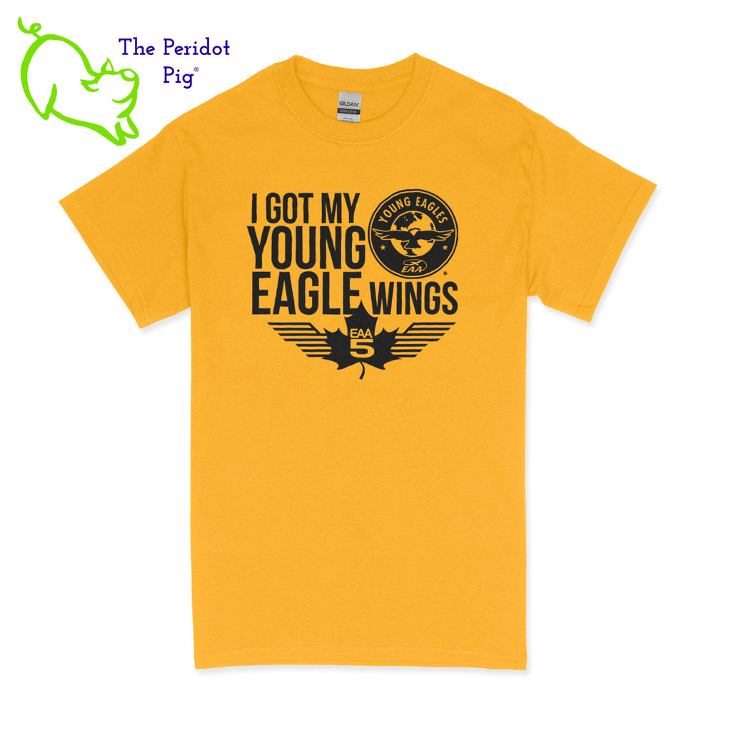 Make your Young Eagles flight a memorable one with this stylish Young Eagles T-Shirt! Choose from five awesome shirt colors and four logo colors, with the iconic Young Eagles logo printed on the front. What a cool way to commemorate your flight! Fly away in fashion! Front view shown in Yellow with black.