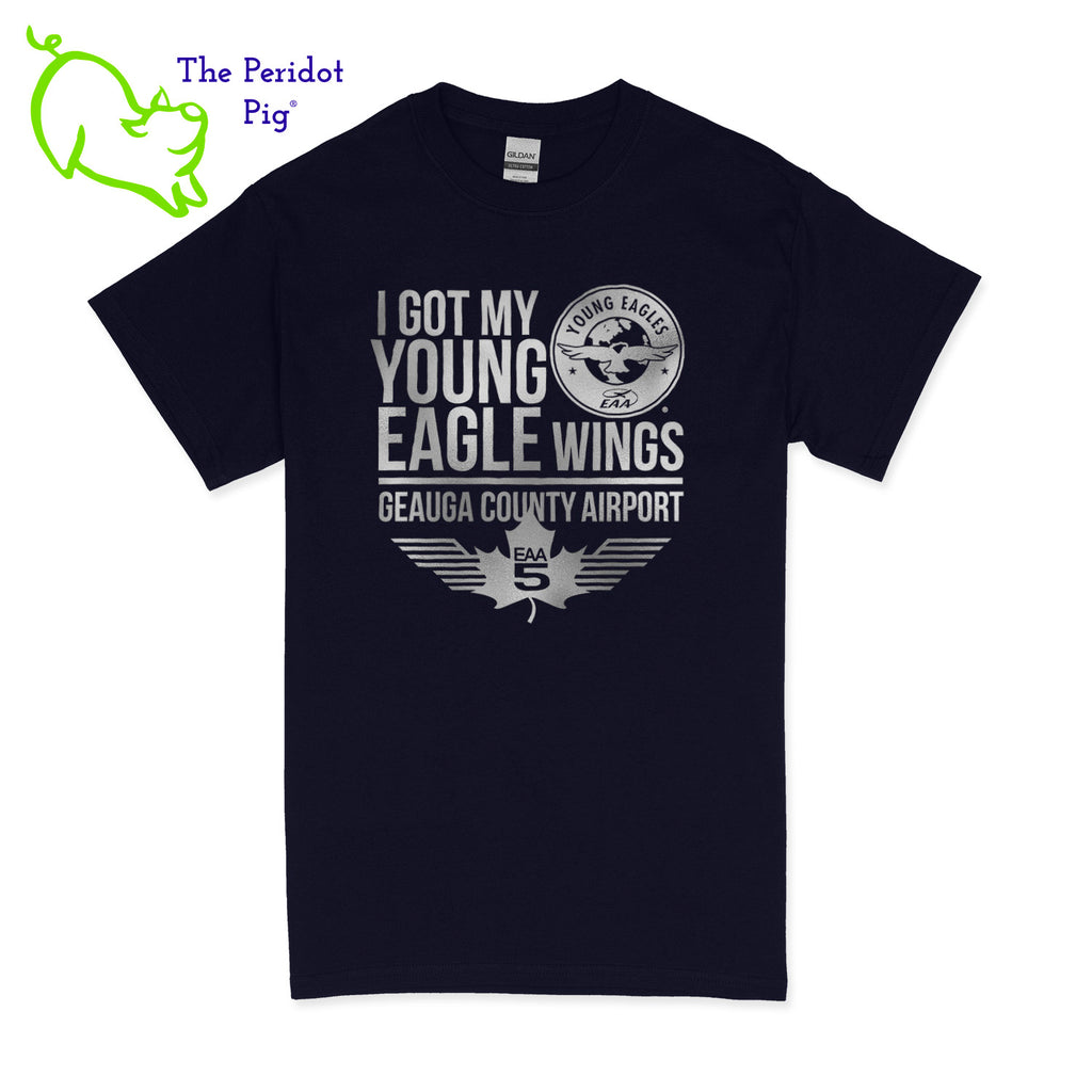 Make your Young Eagles flight a memorable one with this stylish EAA Chapter 5 Young Eagles T-Shirt! Choose from five awesome shirt colors and four logo colors, with the iconic EAA Chapter 5 and Young Eagles logos printed on the front. What a cool way to commemorate your flight! Fly away in fashion! Front view shown in Navy with silver.