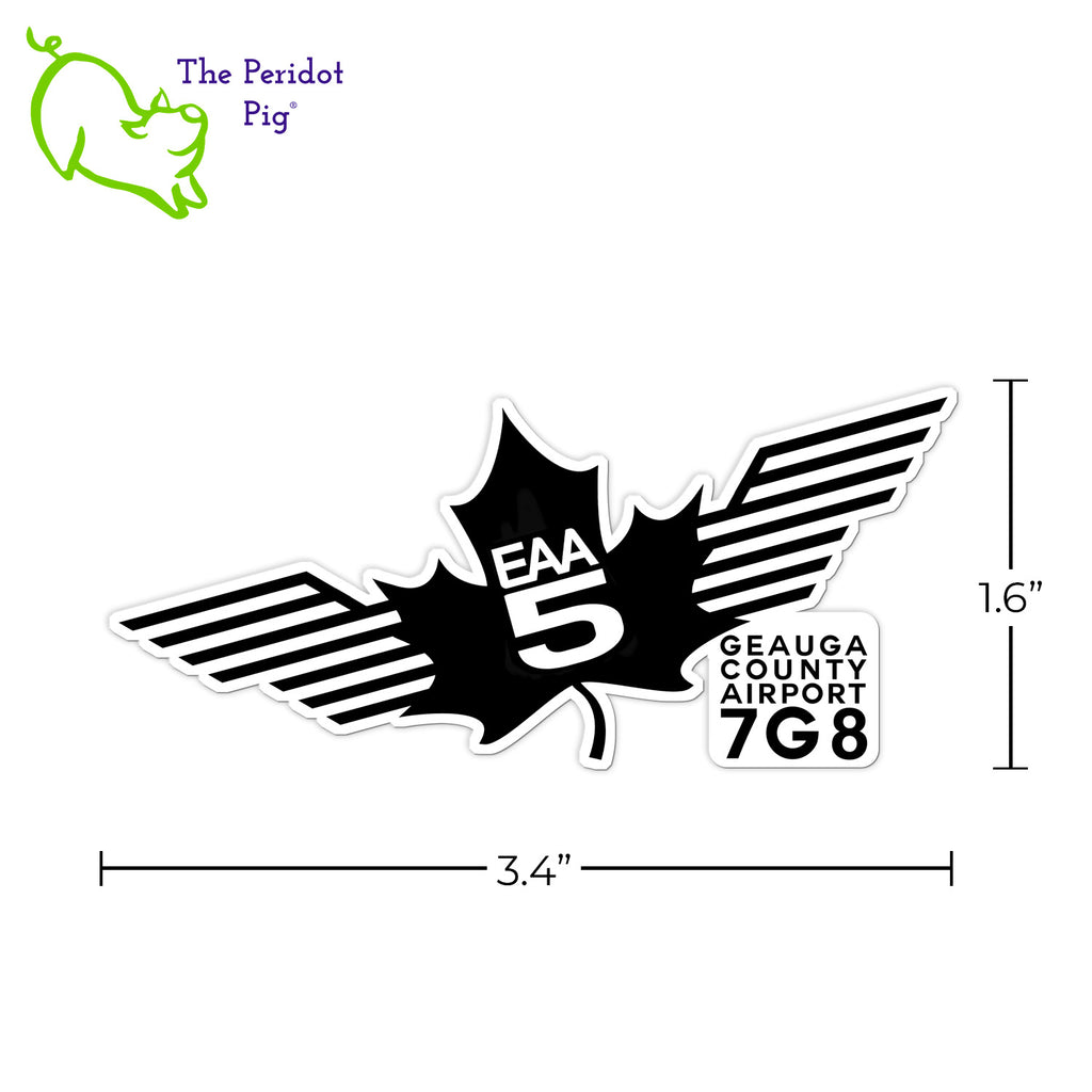 Make a statement about your EAA Chapter 5 passion with these outdoor-rated, 5-year stickers! Not your average crew of decals – at approximately 3.5"x 1.5" they’re perfect for adding a little flare to your car, phone case, or coffee mug. If you’re going to stick it on a mug, though, just make sure to hand-wash it! #LevelUpYourSwag Single sticker shown with dimensions.