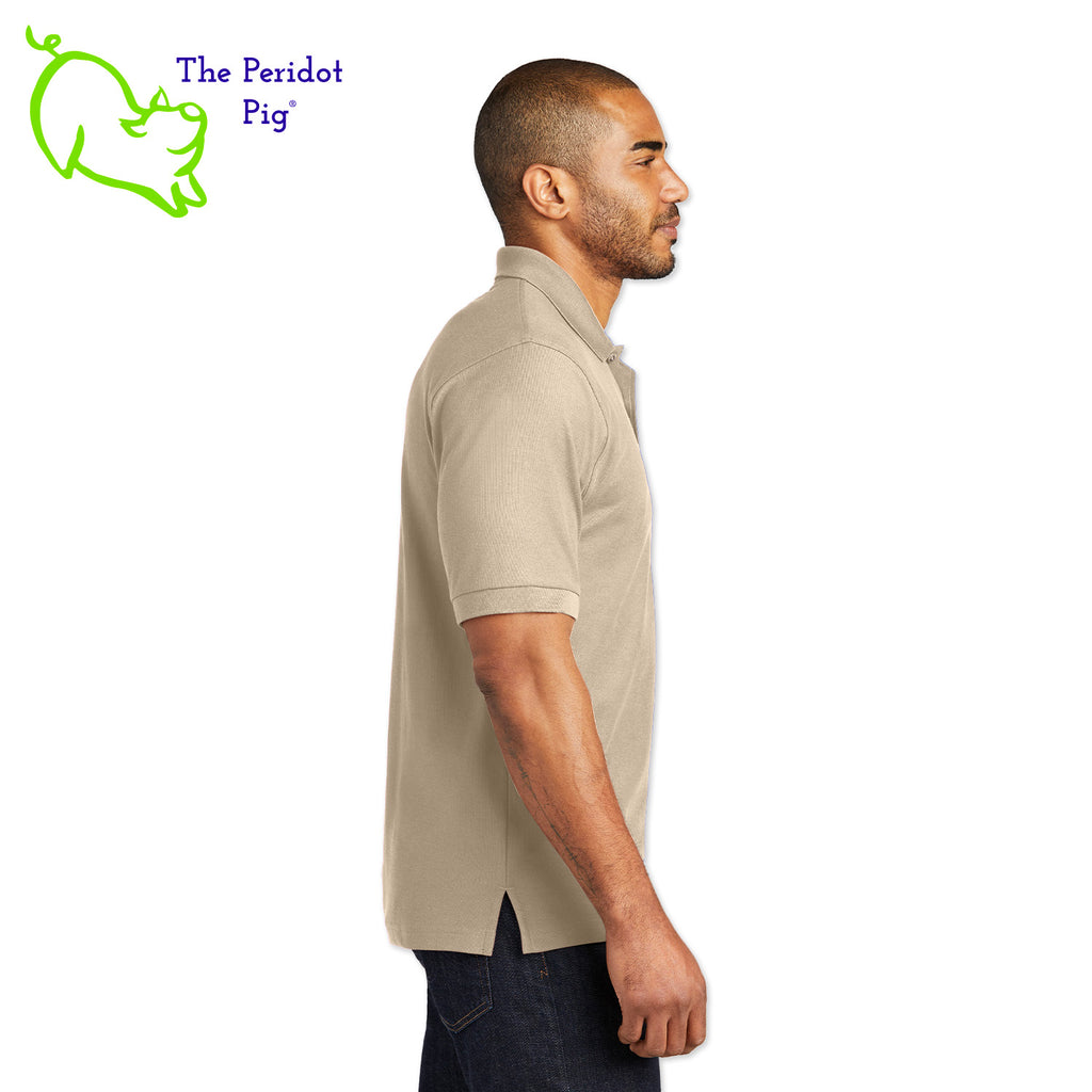 Our popular Silk Touch™ polo—enhanced with a left chest pocket. This one features the EAA Chapter 5 logo above the pocket. Side view shown in Stone.