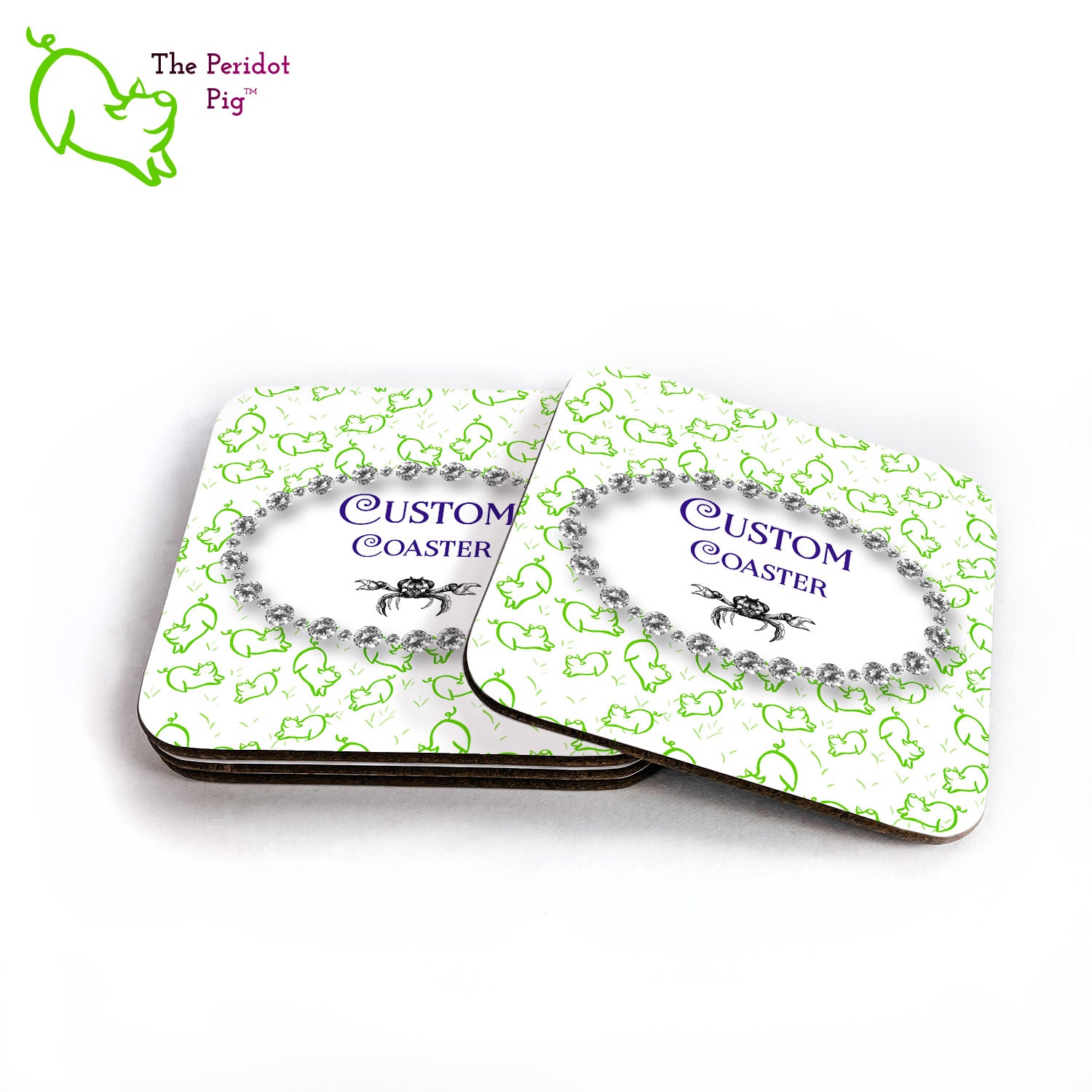 Square Coster Custom Square Coasters - Set of 4 – The Peridot Pig