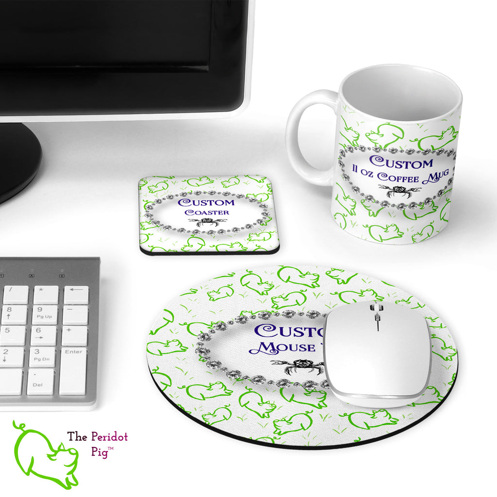 A desk set using a sample image. We'll customize all three items to meet your needs.