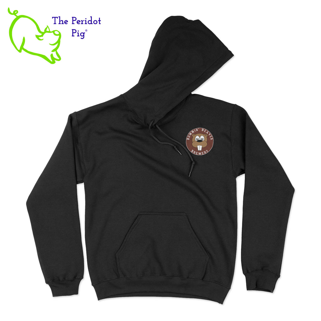 A standard pullover hoodie. The Bummin' Beaver logo is on the front. The text "Bummin' Beaver Brewery" and "Auburn Township, Ohio" is on the back.Front view shown in black.