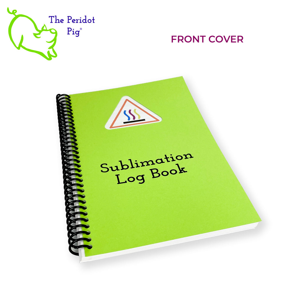 This compact sublimation log book will help you capture all of the variables needed to reproduce your products time and time again. Front cover.