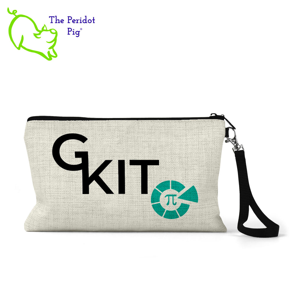 This convenient "GKit" is the perfect size for supplies for the girl on the go! The artwork is printed in vivid color using a sublimation print so that it won't fade nor peel. On the front are the words "G KIT" with the Healthy Pi logo. The back is blank.  Front view shown.