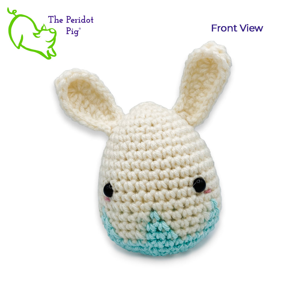 Who knew that Easter Bunnies came from eggs?? We have three styles to choose from. The bunnies are all a soft natural color and the egg remnants are available in blue, pink or green. Front view shown in blue.