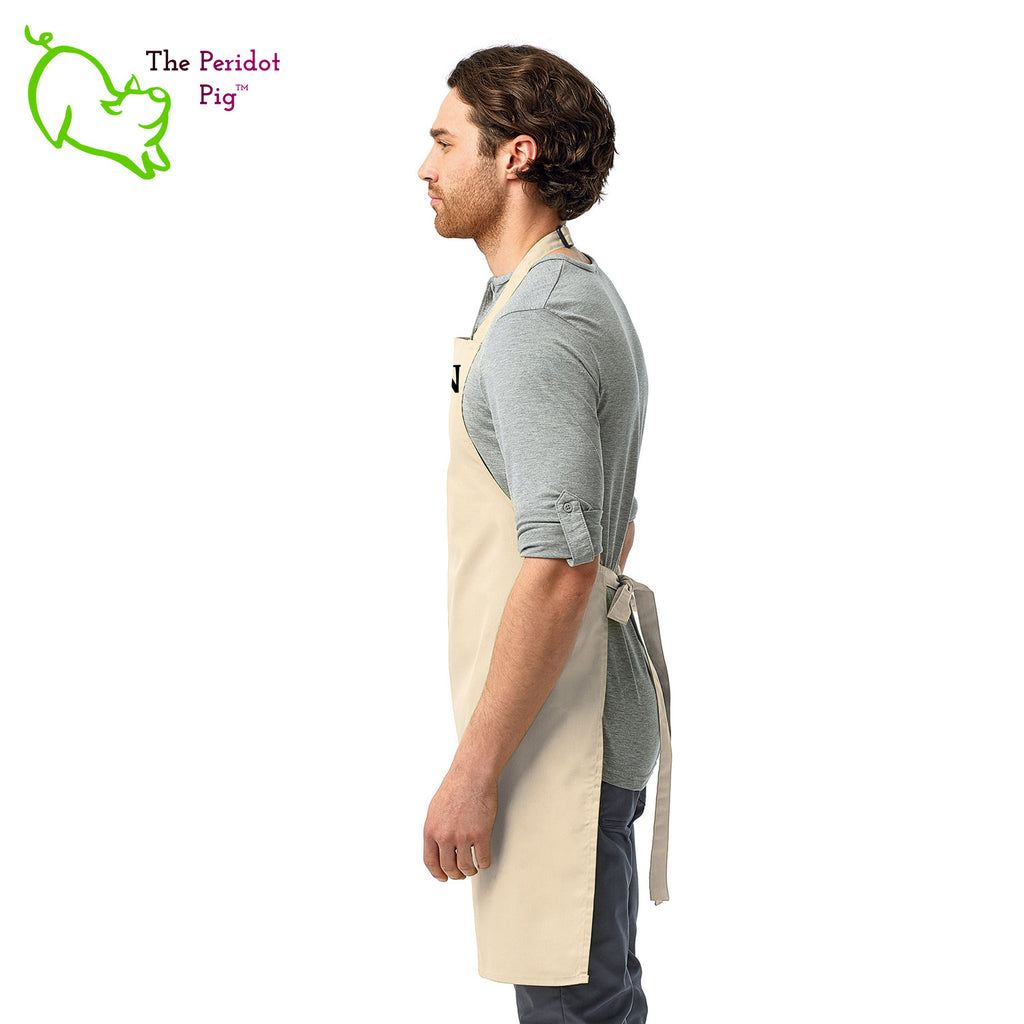 Sometimes you just need to let your family or guests know what they're dealing with. In this case, the apron says "Kitchen Dinner Choices, take it or leave it".  Perfect for the cook that is a bit tired of picky eaters! Side view in Linen..