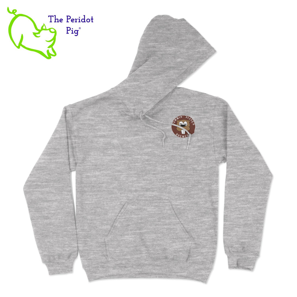 A standard pullover hoodie. The Bummin' Beaver logo is on the front. The text "Bummin' Beaver Brewery" and "Auburn Township, Ohio" is on the back.Front view shown in sport grey