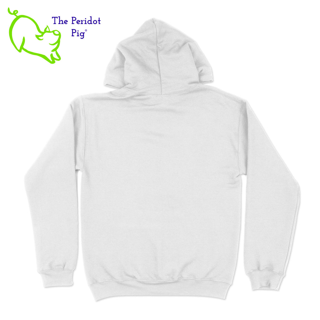 This warm, soft hoodie features the Healthy Pi logo in sparkly glitter on the front. It's available in three colors. Back view shown in White.