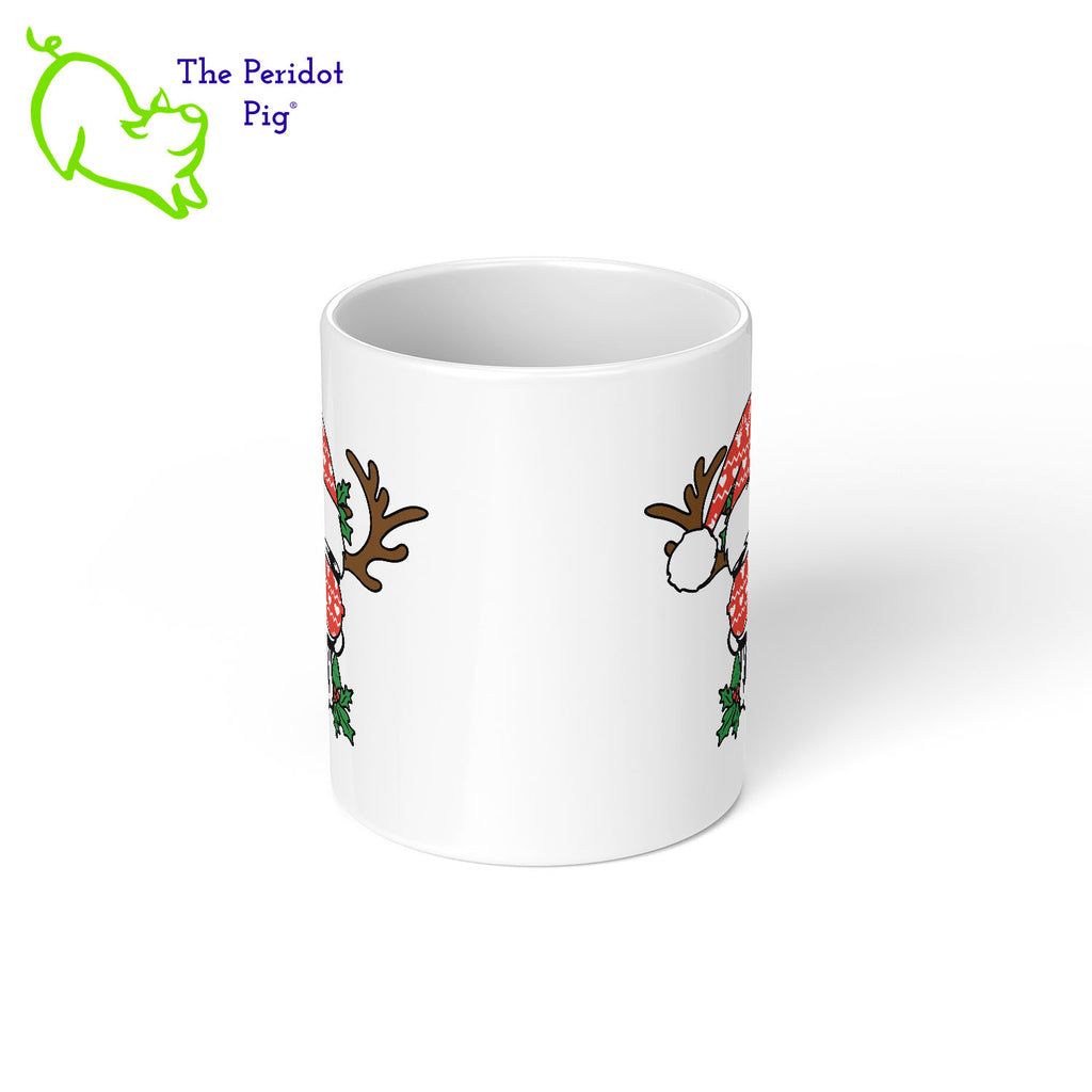 It's a toss up whether Halloween or Christmas is our favorite holiday. When you can't make up your mind, try our Christmas skull coffee mug! We've printed the skull on the front and the back. Will go great with leftover candy and Christmas cookies! Center view shown.