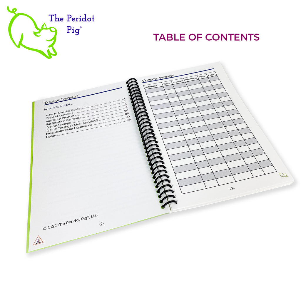 This compact sublimation log book will help you capture all of the variables needed to reproduce your products time and time again. Table of contents and validated products view.