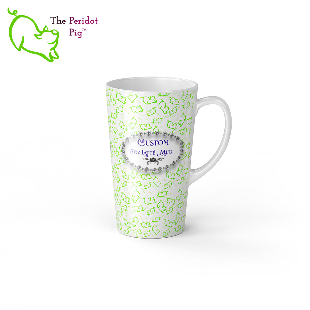 A sample image of a custom latte mug. Right view shown.