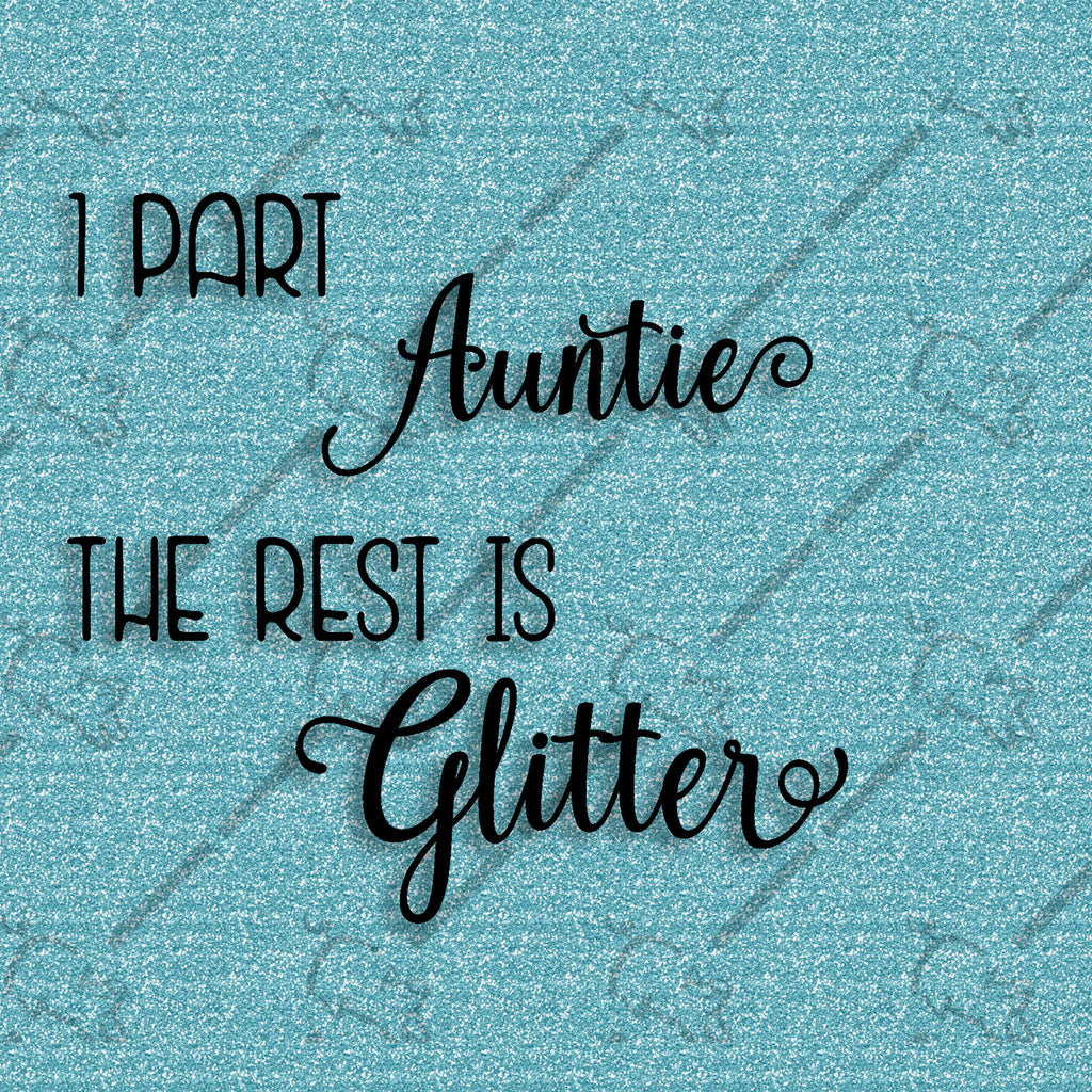 Text rendering on turquoise for the Auntie selection.