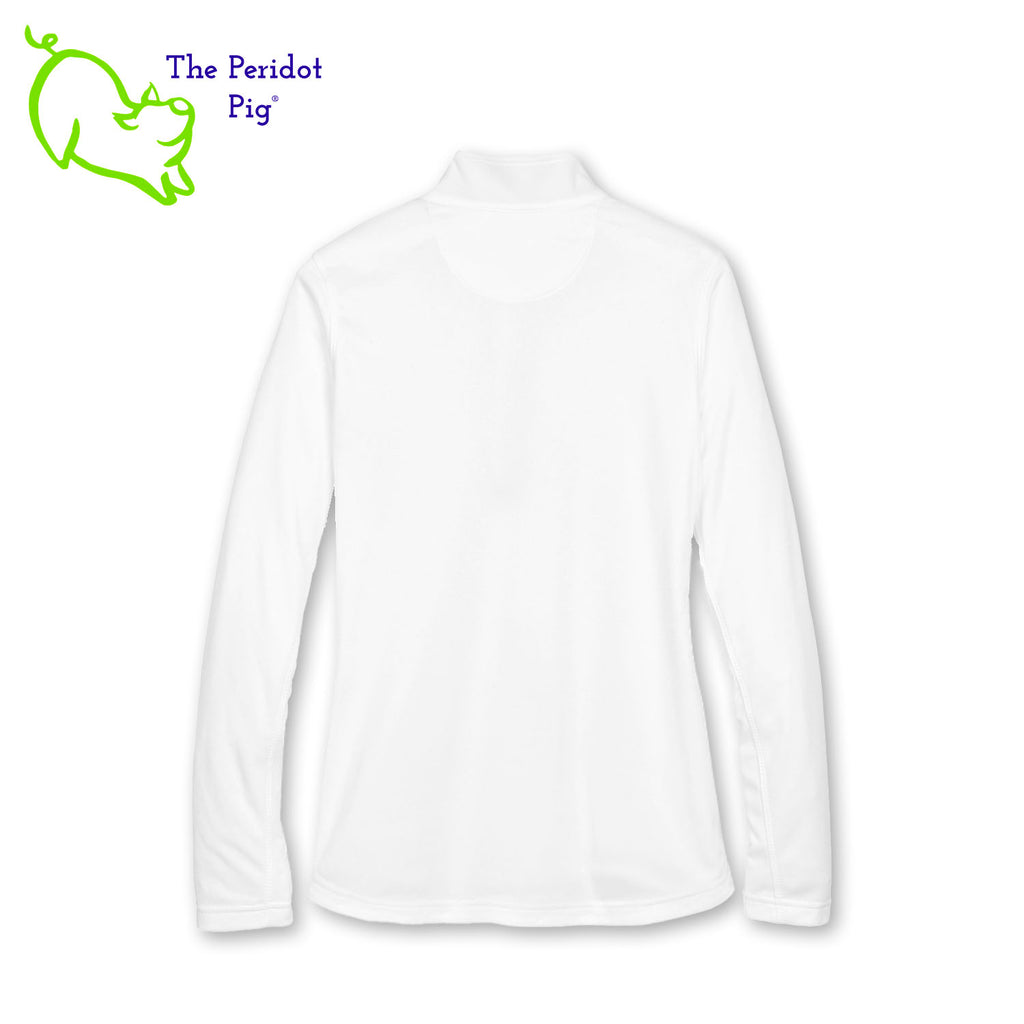 The Crushin' It! Logo long sleeve quarter-zip is cut in a stylish modern fashion. The front features a small version of the logo on the left pocket area. The back is blank. Back view shown in white.