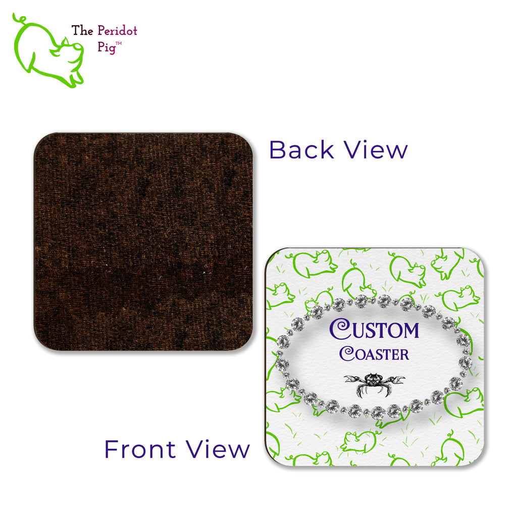 A matte textured square coaster shown front and back.