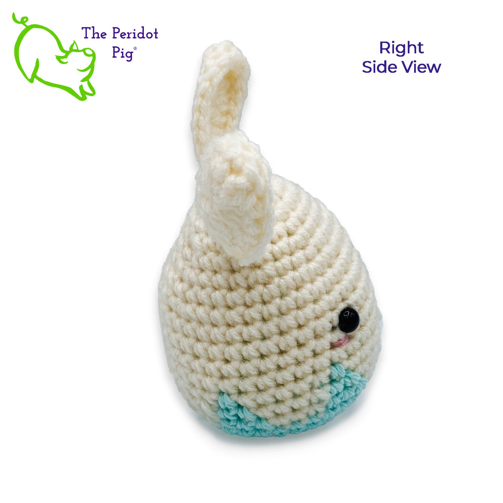Who knew that Easter Bunnies came from eggs?? We have three styles to choose from. The bunnies are all a soft natural color and the egg remnants are available in blue, pink or green. Right view shown in blue.
