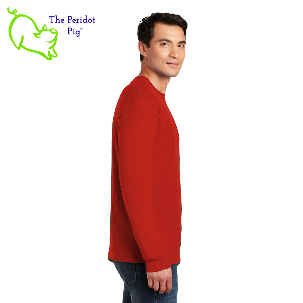Before you start with the "bah humbugs", try this shirt instead. It says, "This is as jolly as I get" in bright, vivid color. There's even a couple of sprigs of mistletoe! Side view in red.
