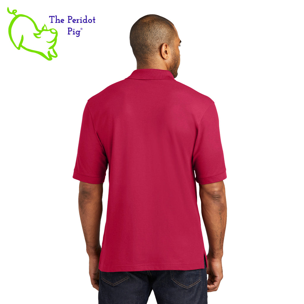 Our popular Silk Touch™ tall polo—enhanced with a left chest pocket. This one features the DragonBoard logo above the pocket. Back view shown in Red.