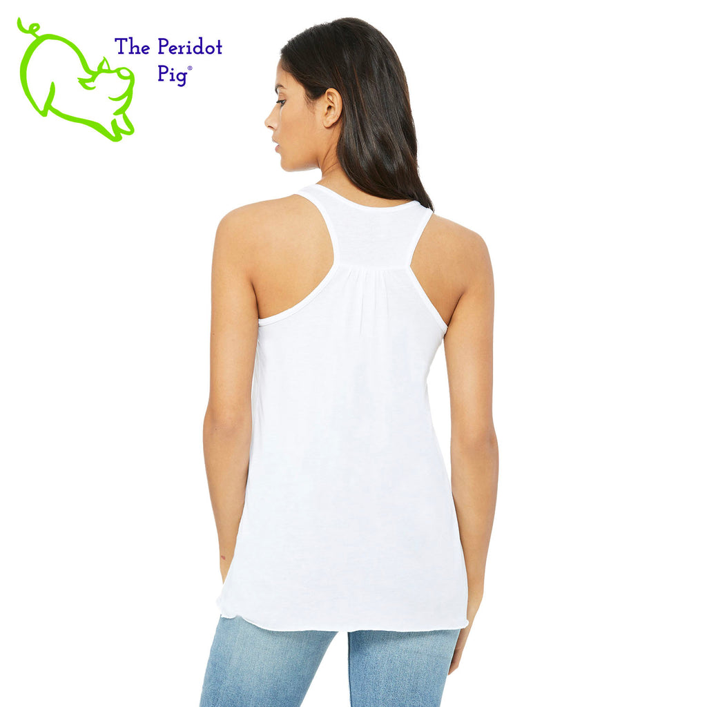 This racerback tank is super soft, lightweight, and form-fitting (but not too tight in the mid-section) with a flattering cut and raw edge seams for an edgy touch. The front features Coach Michele Smits' Natural Balance logo and the back is blank. Back view in white.