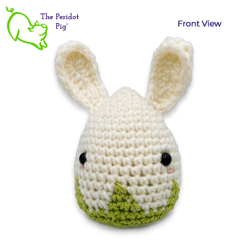 Who knew that Easter Bunnies came from eggs?? We have three styles to choose from. The bunnies are all a soft natural color and the egg remnants are available in blue, pink or green. Front view shown in green.