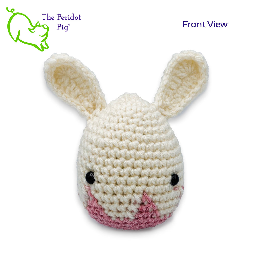 Who knew that Easter Bunnies came from eggs?? We have three styles to choose from. The bunnies are all a soft natural color and the egg remnants are available in blue, pink or green. Front view shown in pink.