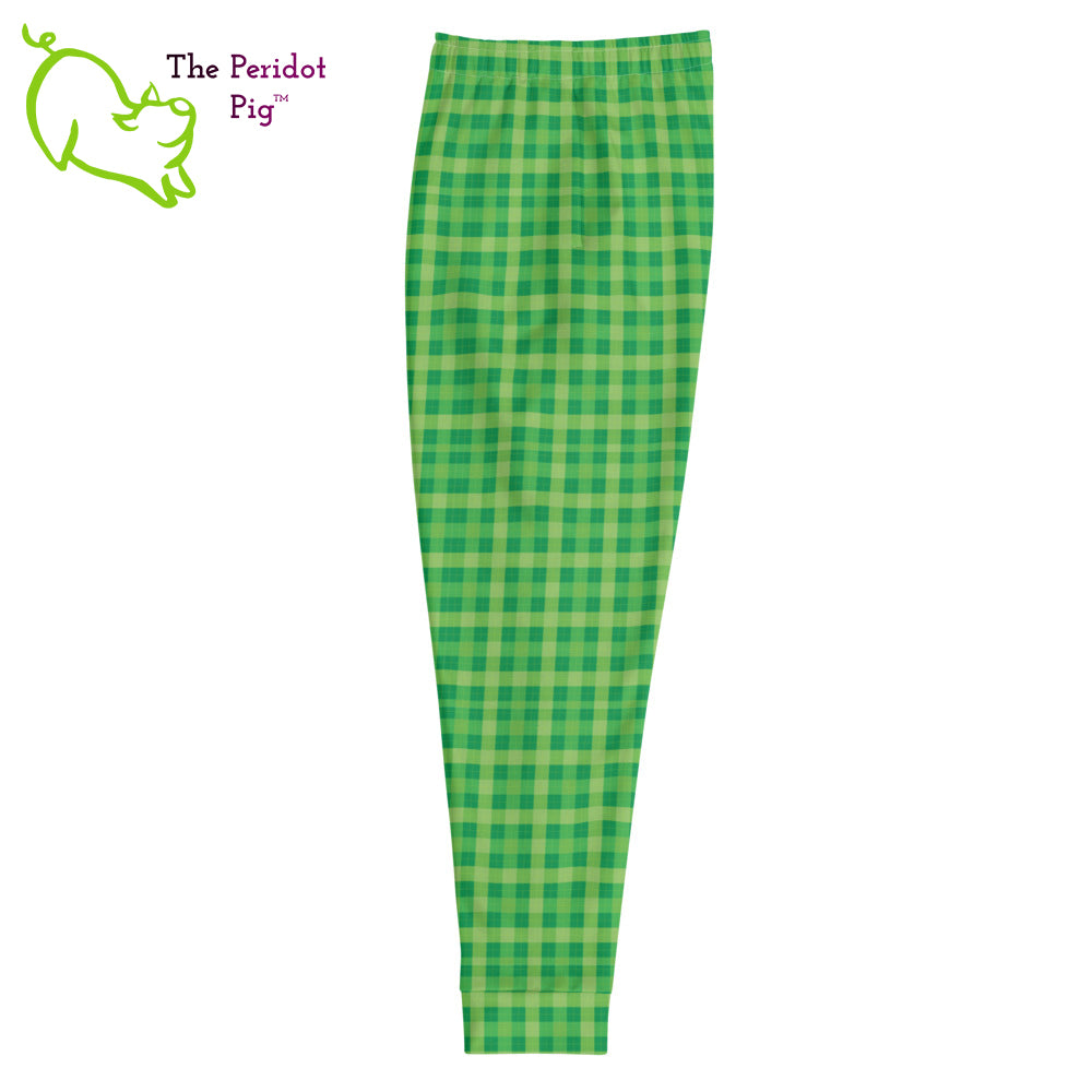 Caution - these sweats will make you stand out in a crowd! Make your workouts more memorable with these cotton blend Irish plaid joggers. Side flat view.